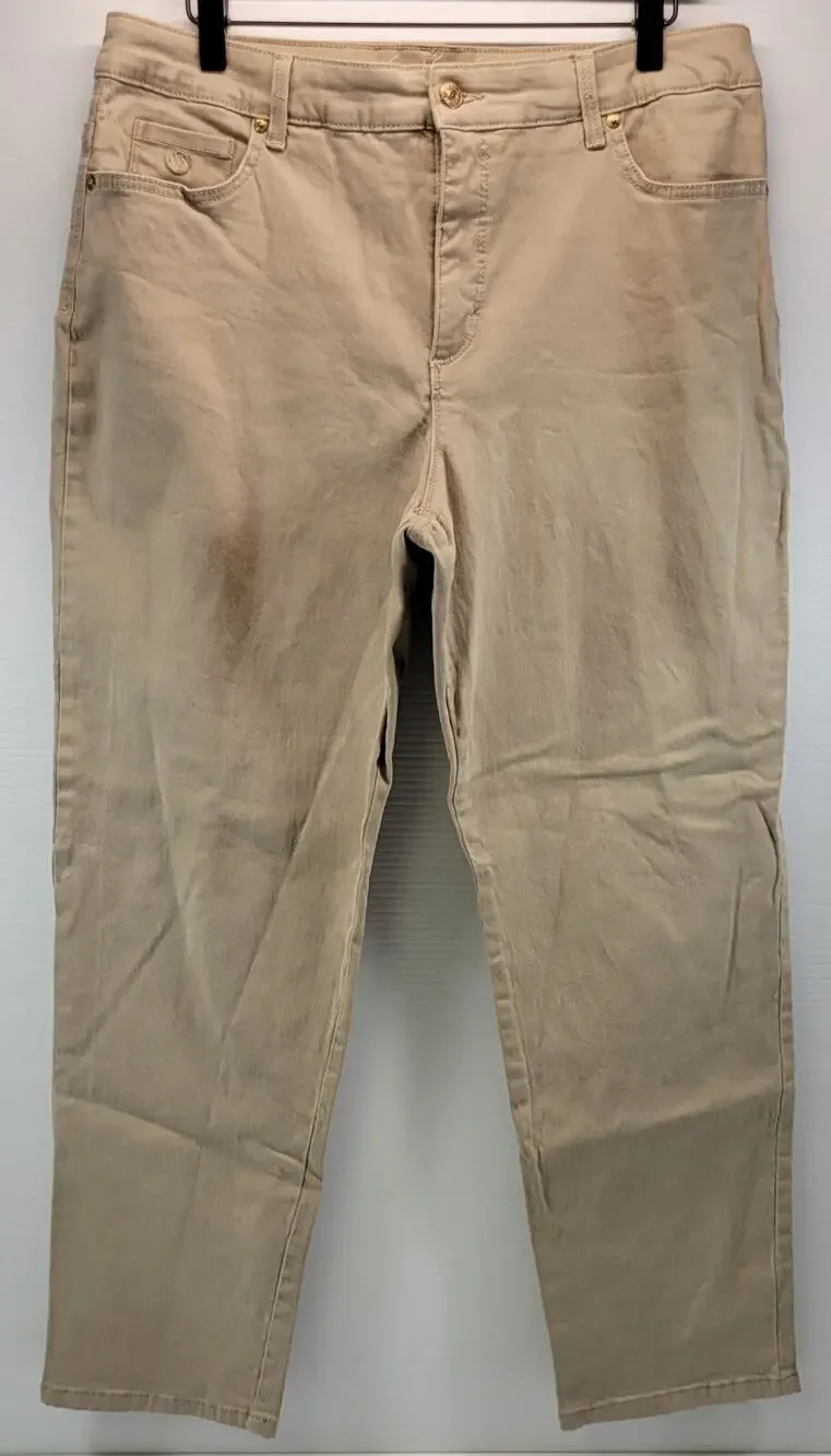 L8) Gloria Vanderbilt All-Around Slimming Effect Beige Pants 16 Short